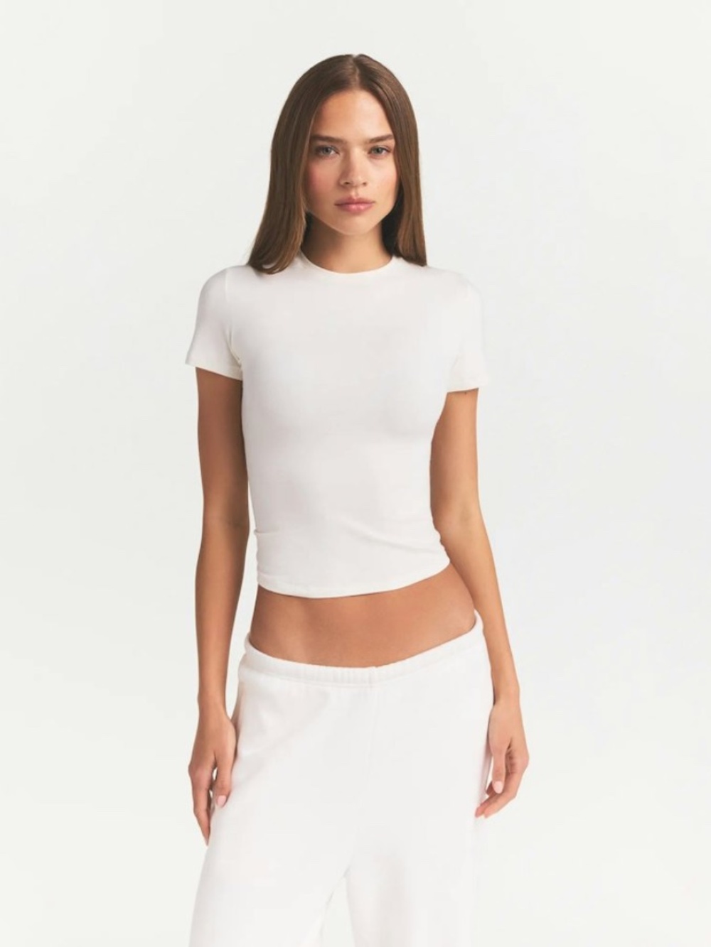 Skims Cotton Jersey T Shirt Marble White Size XXS